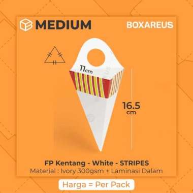 Box Kentang Goreng French Fries Dus Churros Ayam | FP Kentang White Stripes