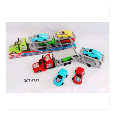 Mainan Truck Plastik - Truck Friction Gandeng Muat Mobil -OCT6737