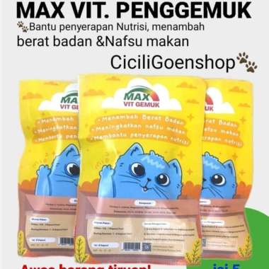 MAX VITAMIN GEMUK suplemen kucing isi 5 tambah berat badan nafsu makan