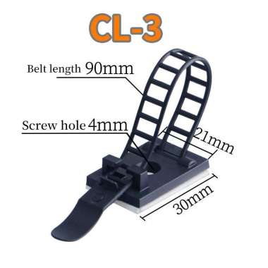 klip perapih kabel tempel cable tis clip perekat organizer holder klem Hitam