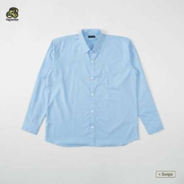 Big Jordan Kemeja Lengan Panjang Pria Jumbo XXXL 4XL Kemeja Formal Pria Big Size - Abu Biru Muda 5XL