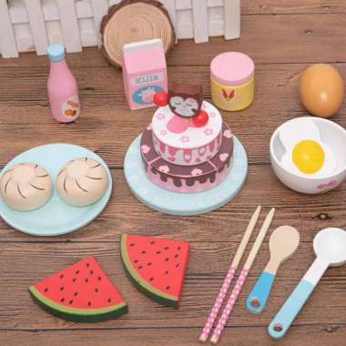 Cake fruit egg breakfast set mainan anak makanan mainan edukasi