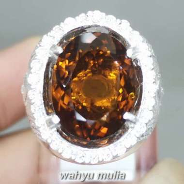 Batu Kecubung Kuning Sitrin Ring Perak asli Kode 2142 kuning