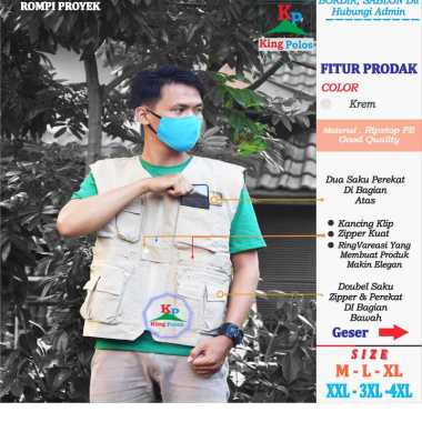HalaQoh | ROMPI PROYEK OUTDOOR | VEST SAFETY FIRST | ROMPI SOSIAL | VEST GOJEK/GRAB | ROMPI Krem XL