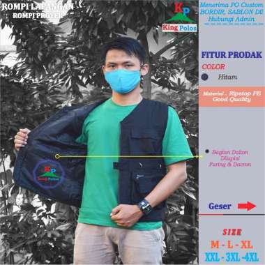 HalaQoh | ROMPI PROYEK OUTDOOR | VEST SAFETY FIRST | ROMPI SOSIAL | VEST GOJEK/GRAB | ROMPI Hitam XL