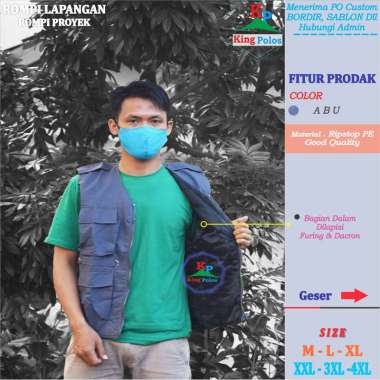 HalaQoh | ROMPI PROYEK OUTDOOR | VEST SAFETY FIRST | ROMPI SOSIAL | VEST GOJEK/GRAB | ROMPI Abu XXL