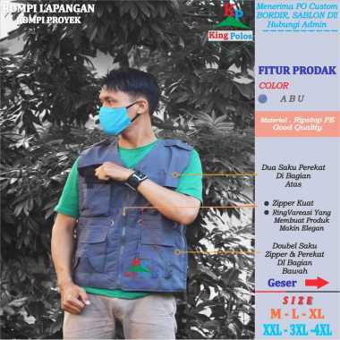 HalaQoh | ROMPI PROYEK OUTDOOR | VEST SAFETY FIRST | ROMPI SOSIAL | VEST GOJEK/GRAB | ROMPI Abu XXXL