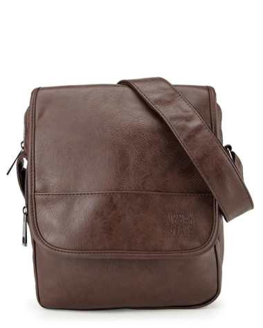 Urban State - Urban State - Distressed Leather Courier Crossbody Bag - Dark Brown