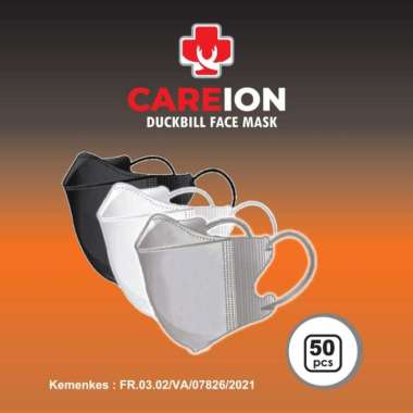 MASKER DUCKBILL 3PLY 50 PCS DUCK BILL HITAM & PUTIH CAREION CTC EARLOOP FACE MASK PREMIUM DUCKBILL H
