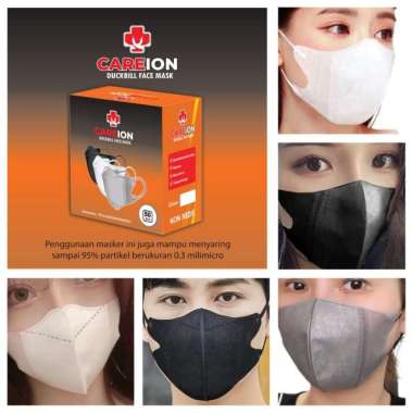 MASKER DUCKBILL 3PLY 50 PCS DUCK BILL HITAM & PUTIH CAREION CTC EARLOOP FACE MASK PREMIUM DUCKBILL P