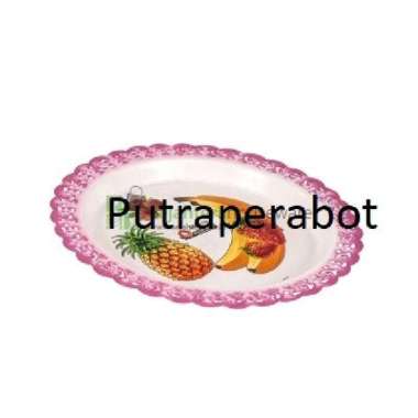 Nampan / Tempat Bawa Buah / Plastik Bulat Motif Buah Merk Ultra No 357 Merah