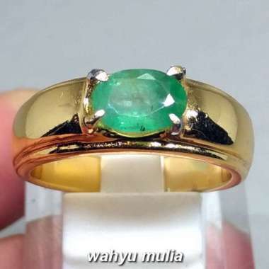 Batu Cincin Permata Natural Emerald Beryl Zamrud Asli (Kode 1088) Hijau
