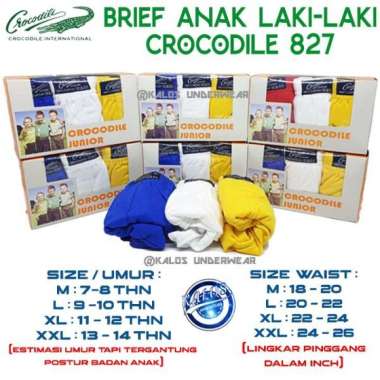 Celana Dalam Anak Laki-Laki Crocodile CR 827 Isi 3 7-8 tahun