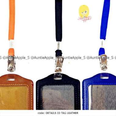 NAME TAG /ID TAG HOLDER/ID CARD HOLDER LEATHER/TEMPAT ID CARD BLACK Hitam