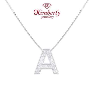 Liontin Berlian Inisial / Huruf A+kalung Emas- Kimberly Jewellery WHITEGOLD