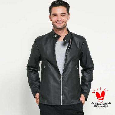 Grosir Jaket - Black Hunter Leather Jacket 56 HITAM M