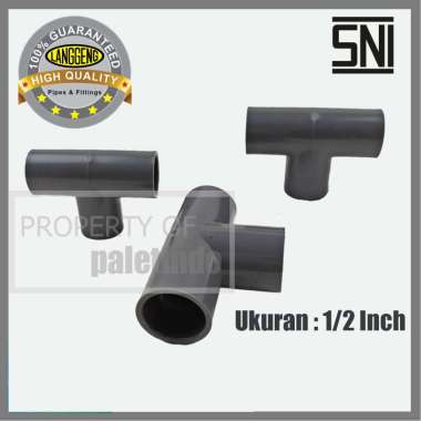 Langgeng Sambungan Pipa Fitting Tee 1/2 Inch Abu-Abu