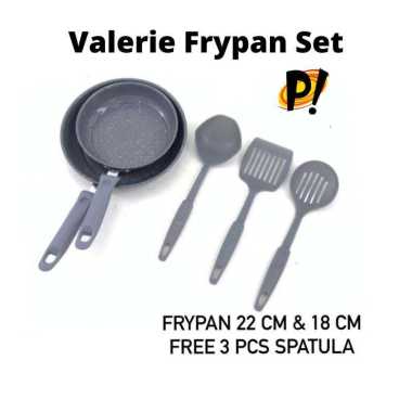 Valerie Frypan marble 2 pcs Frypan+ 3 spatula abu abu