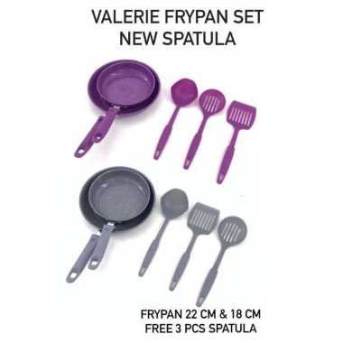 Valerie Frypan marble 2 pcs Frypan+ 3 spatula ungu