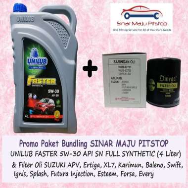 Paket Bundling Oli Mobil UNILUB FASTER 5W-30 SN Original 4 Liter & Filter Oli SUZUKI APV & SUZUKI ER