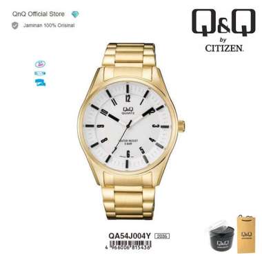 Q&Q QnQ QQ Original Jam Tangan Pria Analog - QA54J004Y Stainless Gold White