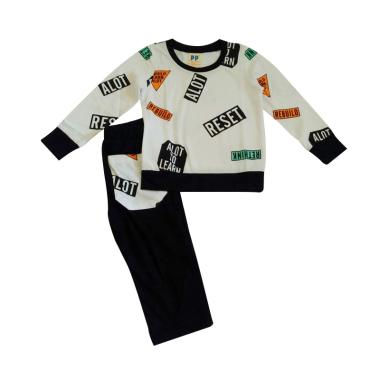 Premium Pastel PP Rebuilo Boy Stelan Baju Anak - White Black