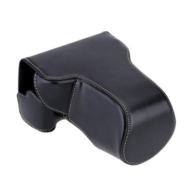 Universal Leather Case for Canon EOS M3 Kit 15-45mm - Hitam