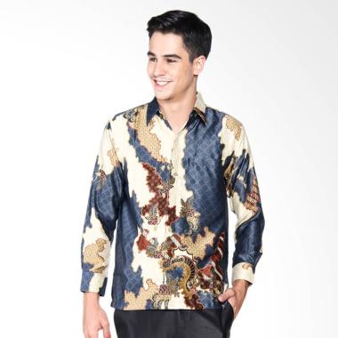 Batik Waskito Long Sleeve Silk Shirt Batik Pria - Grey