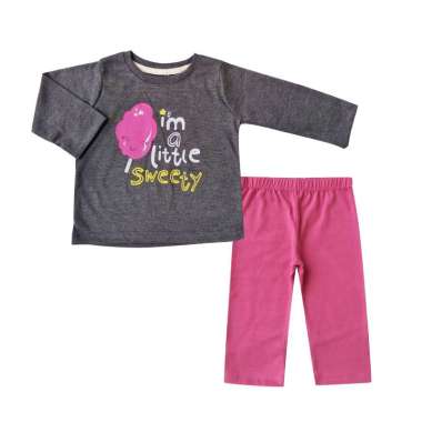 Bearhug Piyama Bayi Perempuan XPD8 Abu I`M Little Swety Celana Fanta 6-18M 6 bulan Abu