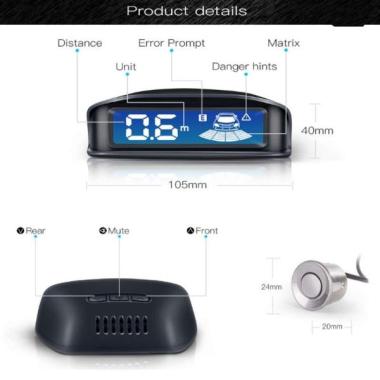Sensor Parkir Depan Belakang 4 Titik PutihLED Display | Sensor Mobil Mundur