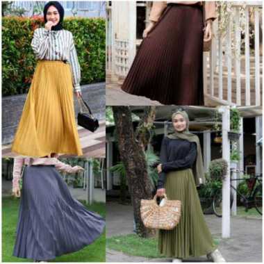 ROK PLISKET Murah by AURA Fashion Rok Bawahan Muslim Mayung READY UNGU TUA