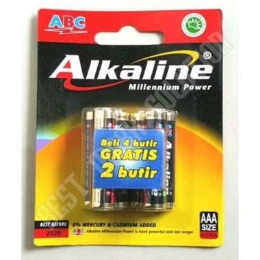 BATERAI ABC ALKALINE AAA/A3- 6Pcs | BATTERY ABC ALKALINE AAA-6Pcs hitam