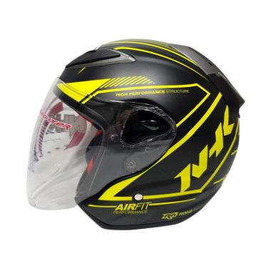 NHK R6 Airfit R Helm Half Face - Black Yellow Dop