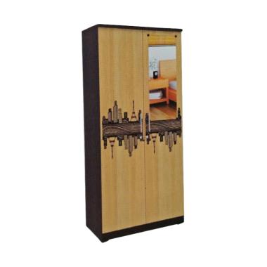 Creova Full Panel 2 Pintu Lemari Pakaian - Black Coklat