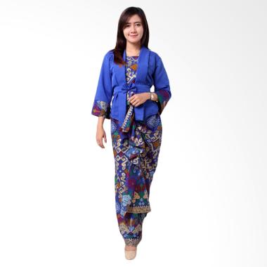 Batik Distro BA8870 Blouse Rok Setelan Wanita - Biru