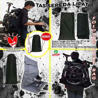 tas sepeda lipat gendong ransel kuat HITAM