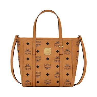 MCM Toni Visetos Mini Tote Bag Cognac