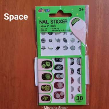 AVENIR Nail Sticker Glow in the Dark Fluorescent STIKER Kuku Anak-HIJAU