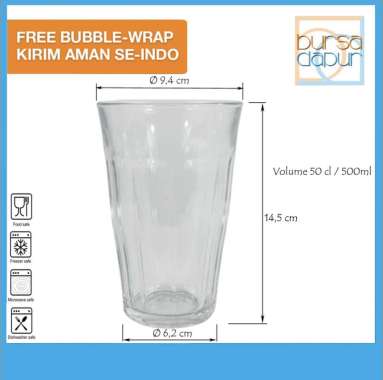 Duralex Glass Picardie Clear Tumbler 50cl - 500ml SET 6 PCS Clear