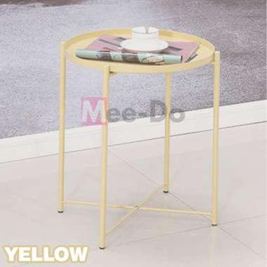 Meja Kopi Minimalis Meja Tamu Kecil Sudut Bulat Besi Anti Karat YELLOW