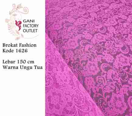 Kain Brokat Fashion Lebar 150 cm Bahan Lembut Kode 1626 Ungu Tua