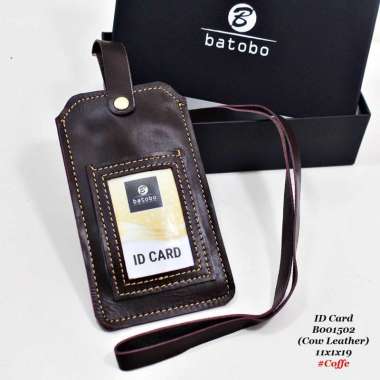 ID CARD HOLDER / NAME TAG BATOBO / SARUNG HP DI LEHER DAN PINGGANG KULIT ASLI Coffe