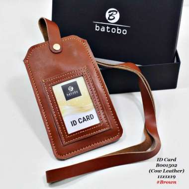 ID CARD HOLDER / NAME TAG BATOBO / SARUNG HP DI LEHER DAN PINGGANG KULIT ASLI Brown