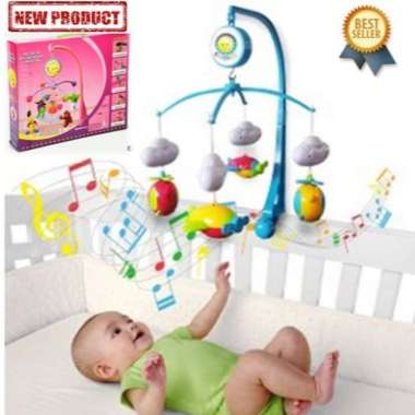 Mainan Boneka Gantung 12 Musik Stroller Bayi Mainan Musik Berputar