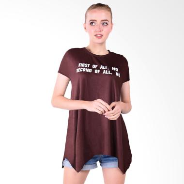 LEMONE First Off All Tumblr Tee Kaos Wanita - Coklat LEMONE First Off All Tumblr Tee Kaos Wanita - Coklat