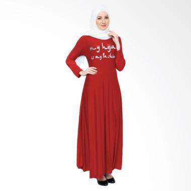 Jfashion Maxi Tangan Panjang Print ... Long Dress Gamis - Merah