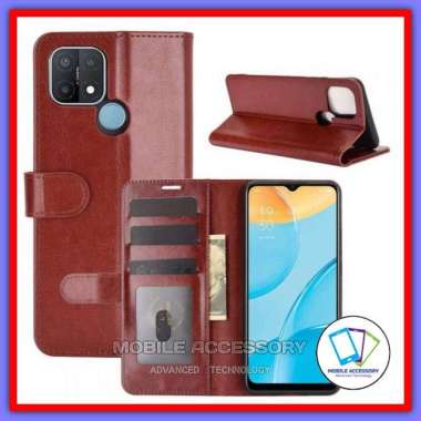 Flip Case Oppo A15 Flip Cover Wallet Dompet Kulit Leather Case Isi Kartu Card Casing Hp Murah Hitam