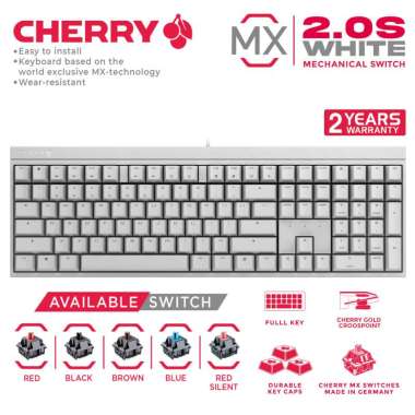 Cherry MX Mechanical Gaming Keyboard White MX 2.0S NBL BROWN SWITCH