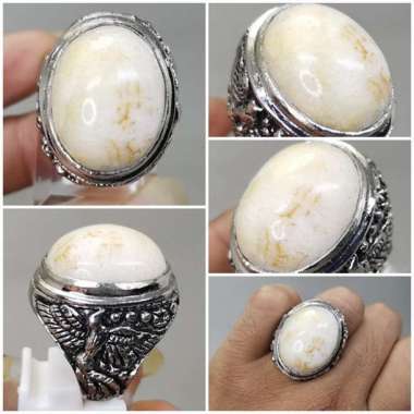 Batu Cincin Asli Fosil Mani Gajah Putih Susu bagus