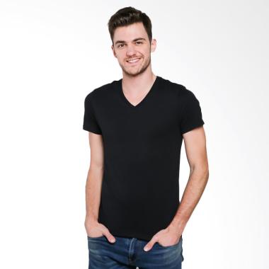 Solid V-neck Tee Kaos Pria [0102630703]